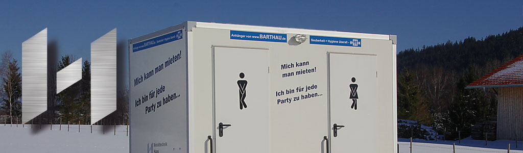 Wir von MT Haas bieten Ihnen die Möglichkeit, einen unserer WC-Anhänger zu mieten.